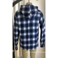 10% Wool 90% Polyester Flannel Hoody Shirt